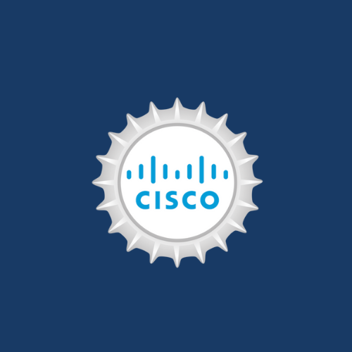Cisco blue logo on silver bottle cap