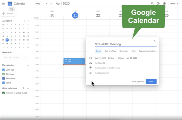 How to schedule a Webex meeting with your virtual incident response team using Google Calendar