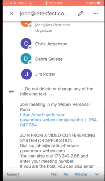 Joining Webex meeting from an iPhone