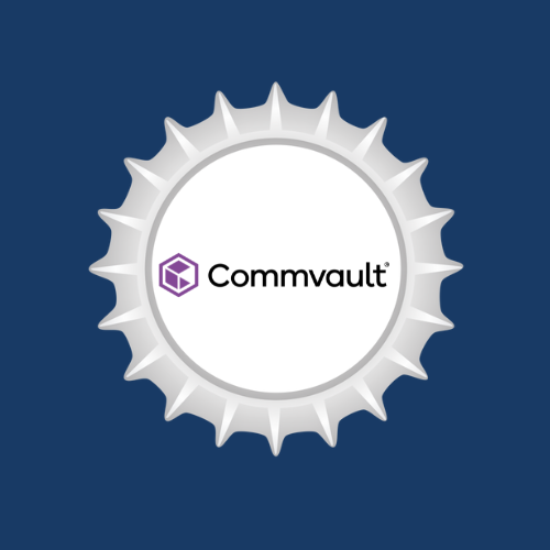 2025 Commvault sponsor logo on a white bottle cap image