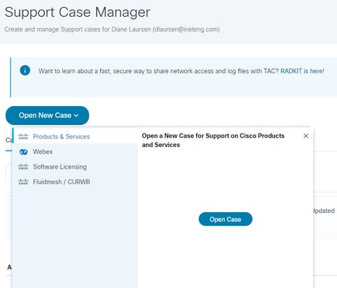 Image of Support Case Manager dashboard
